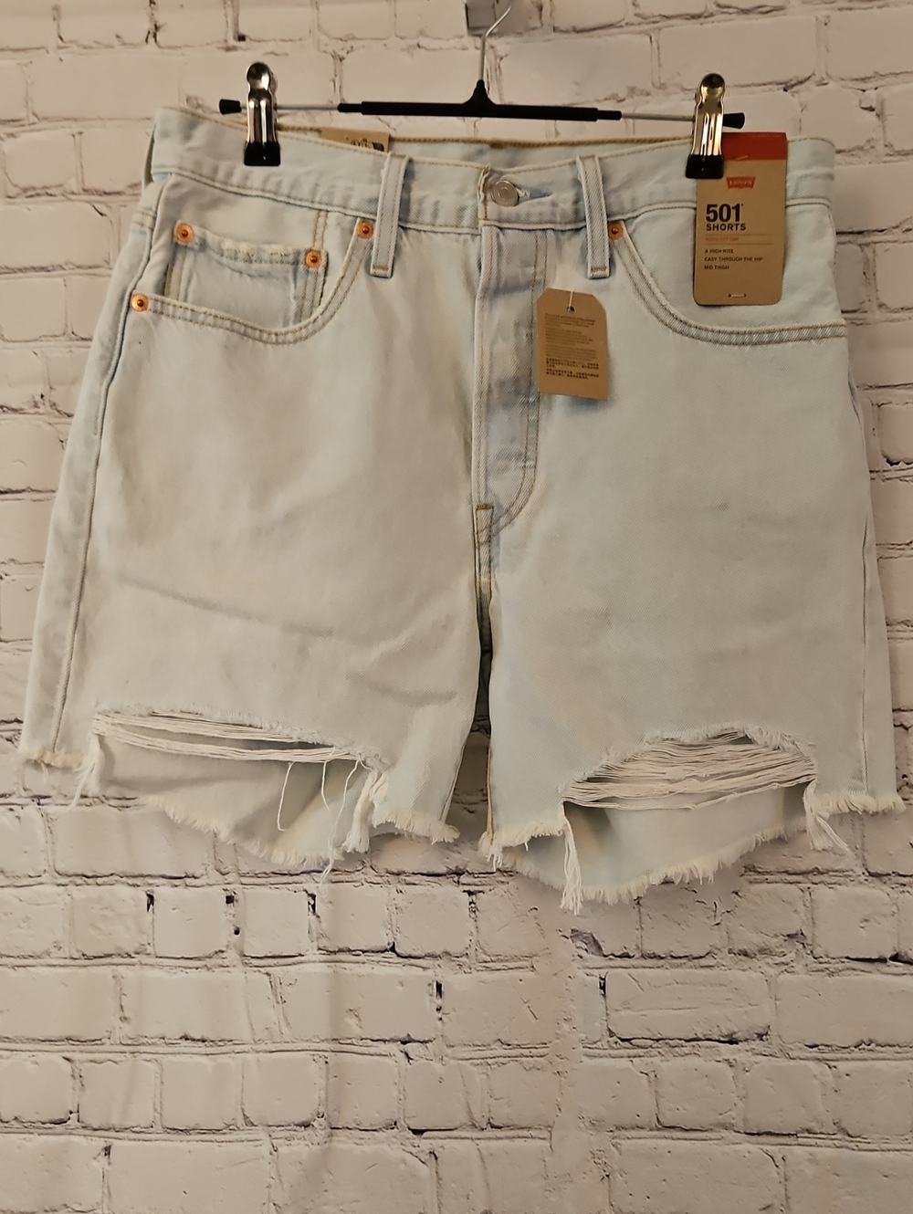 Levi's Light Blue Distressed Cutoff Jean Shorts